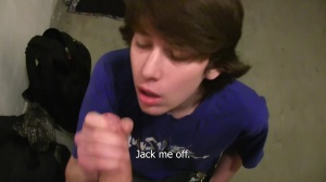A pretty 18yo teen with chaotic hairstyle sucks off