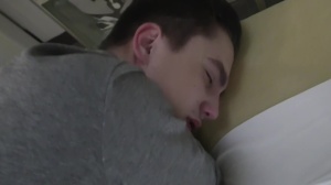 cute twink on his knees with a penis in his throat