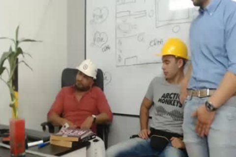 three Workers poke And wank Each Other
