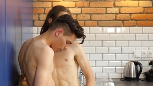 BoyFun - European Jake Olsen bareback cumshot on the couch