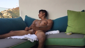 BarebackLatinoz: Latino Erick enjoys oily hard sex on sofa