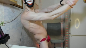 juicy muscular youthful Body In Oil And large ass Prolapse On web camera