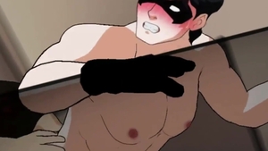 Juice Anime: Young muscle straight guy fantasy moaning