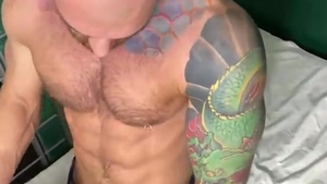 Loud sex in company with muscle latino hunk